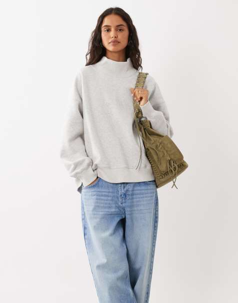 Abercrombie & Fitch bluza z golfem w jasnoszarym kolorze - view 1