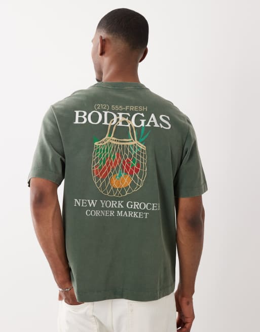 Abercrombie & Fitch Bodegas back graphic t-shirt in green | ASOS