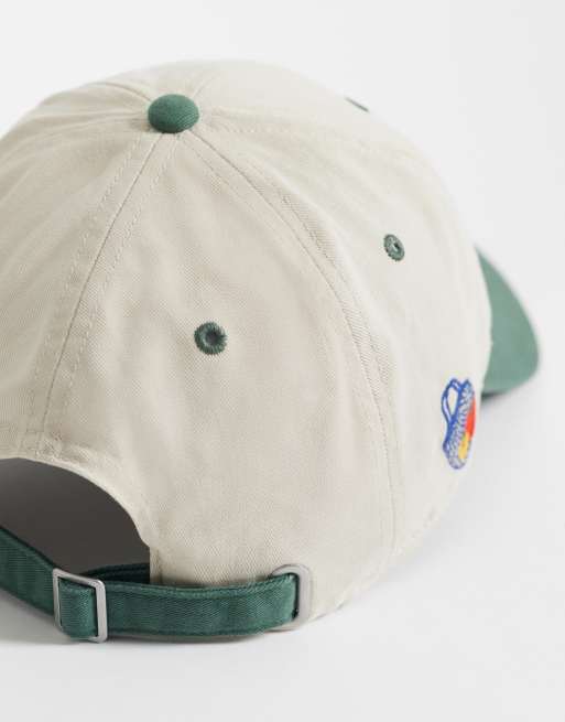 Abercrombie & Fitch Bodegas baseball cap in beige and green, 2 of 3