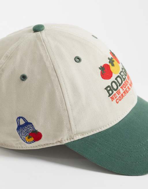 Abercrombie & Fitch Bodegas baseball cap in beige and green, 3 of 3