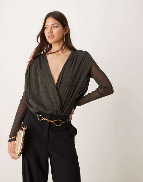 Abercrombie & Fitch - Body drappeggiato nero glitterato - view 1
