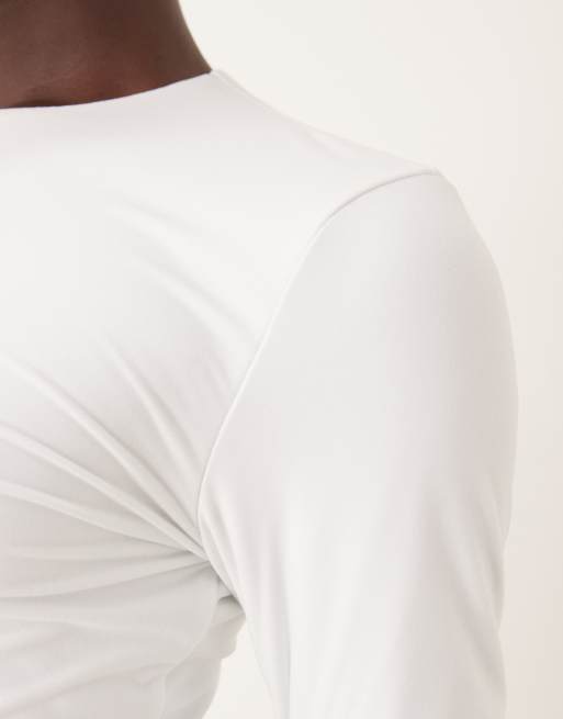 Abercrombie & Fitch - Body mat doux à manches longues - Blanc, 2 de 4