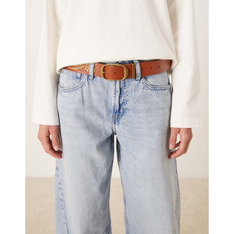 Abercrombie and Fitch embroidered leather belt M/L Women main image 3