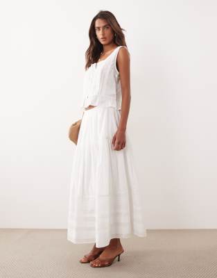 Abercrombie & Fitch boho tiered maxi skirt in white