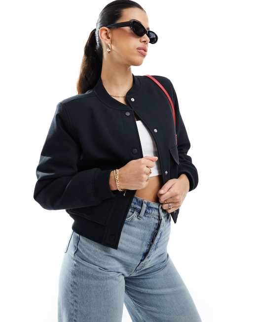 Abercrombie & Fitch - Bomber structuré doux au toucher - Noir