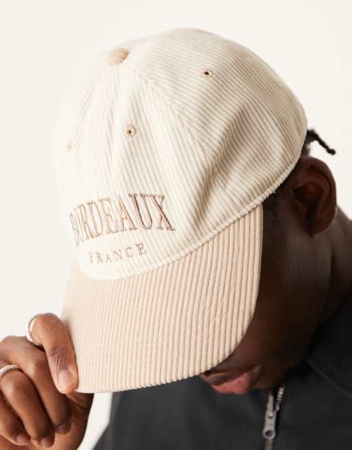 Abercrombie & Fitch Bordeaux cord dad baseball cap in beige, 2 of 4