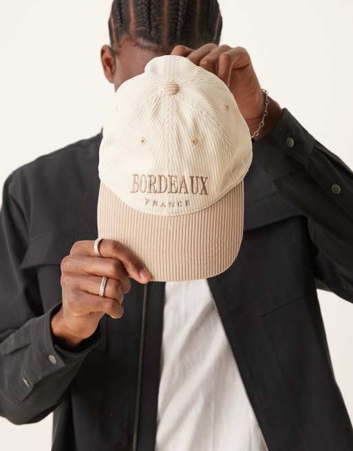 Abercrombie & Fitch Bordeaux cord dad baseball cap in beige, 4 of 4