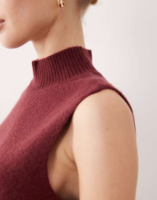 Abercrombie & Fitch - Bordeauxrød sweatervest med høj hals, 3 af 4