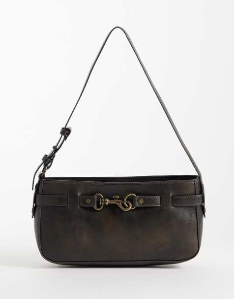 Abercrombie & Fitch - Borsa a spalla Y2K marrone invecchiato con dettagli in metallo - view 1