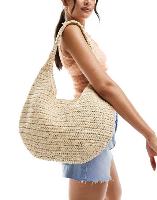 Abercrombie & Fitch - Borsa shopping in paglia oversize rotonda