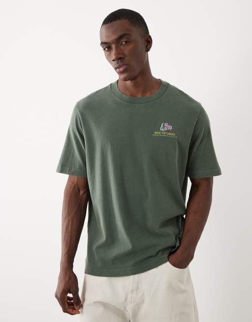 Abercrombie & Fitch botanical back graphic T-shirt in dark green