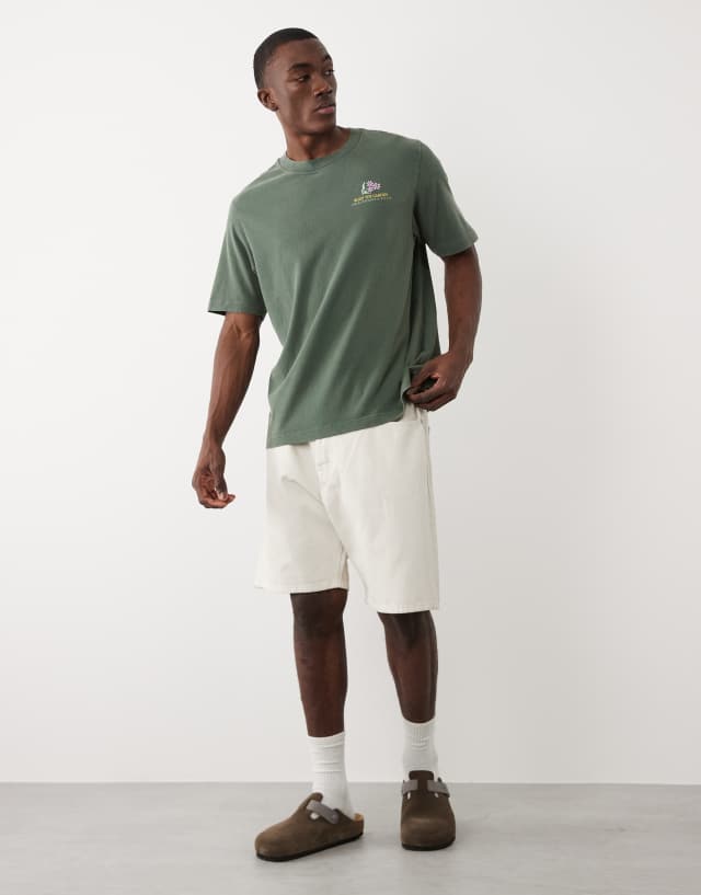 Abercrombie & Fitch botanical back graphic T-shirt in dark green