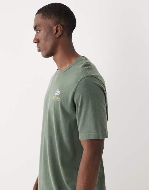 Abercrombie & Fitch botanical back graphic T-shirt in dark green, 5 of 5