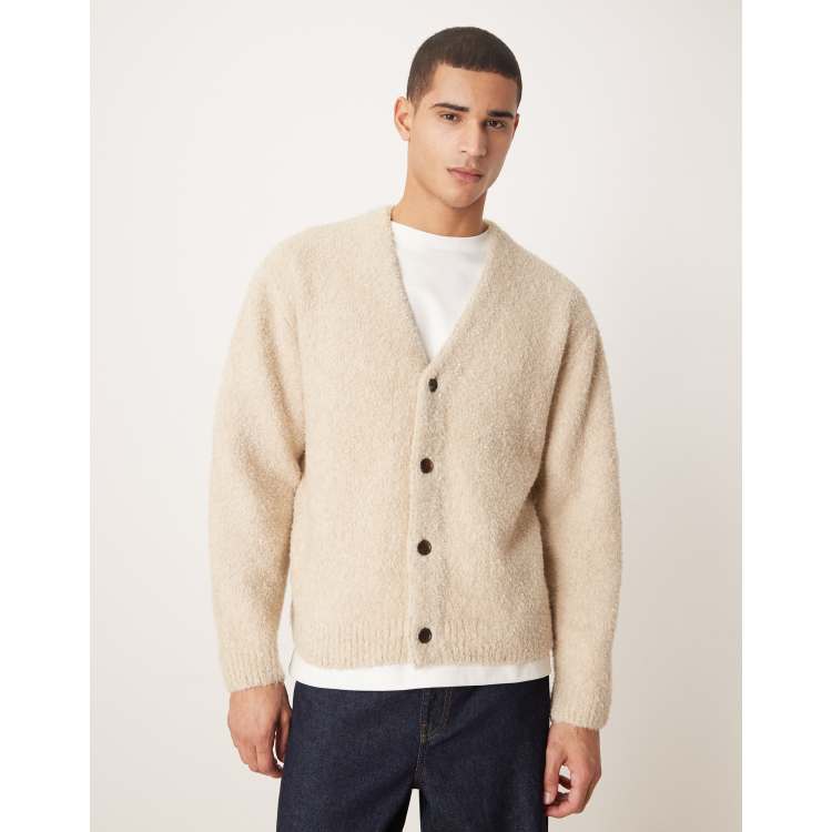 Abercrombie & Fitch boucle vintage cardigan in beige | ASOS