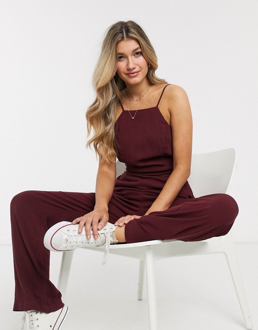 Abercrombie & Fitch bow back jumpsuit-Red