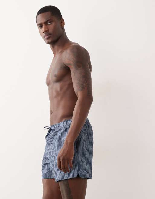 Abercrombie & Fitch - Boxer da bagno da 5" blu navy a righe, 3 di 5