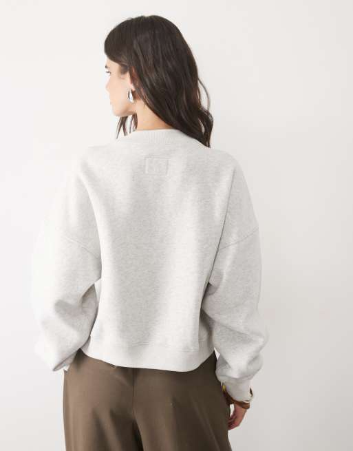 Abercrombie & Fitch boxig stickad kofta i grått, 4 av 4