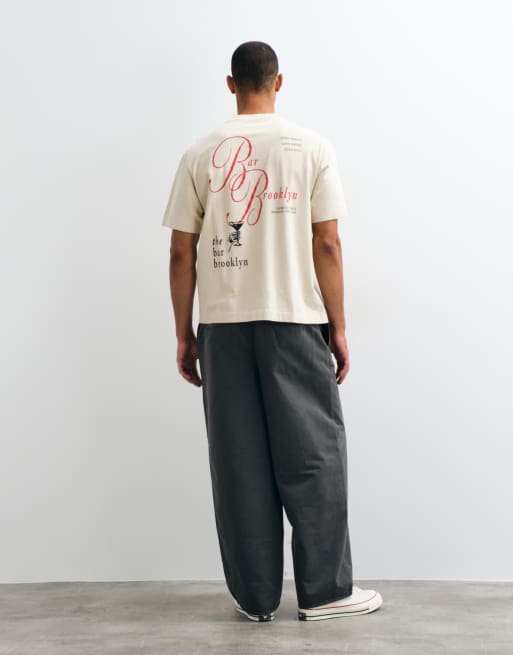 Abercrombie & Fitch boxy back graphic t-shirt in stone, 3 of 5