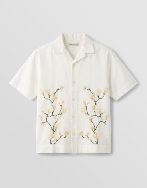 Abercrombie & Fitch boxy emboidered short sleeve shirt in white, 6 of 9