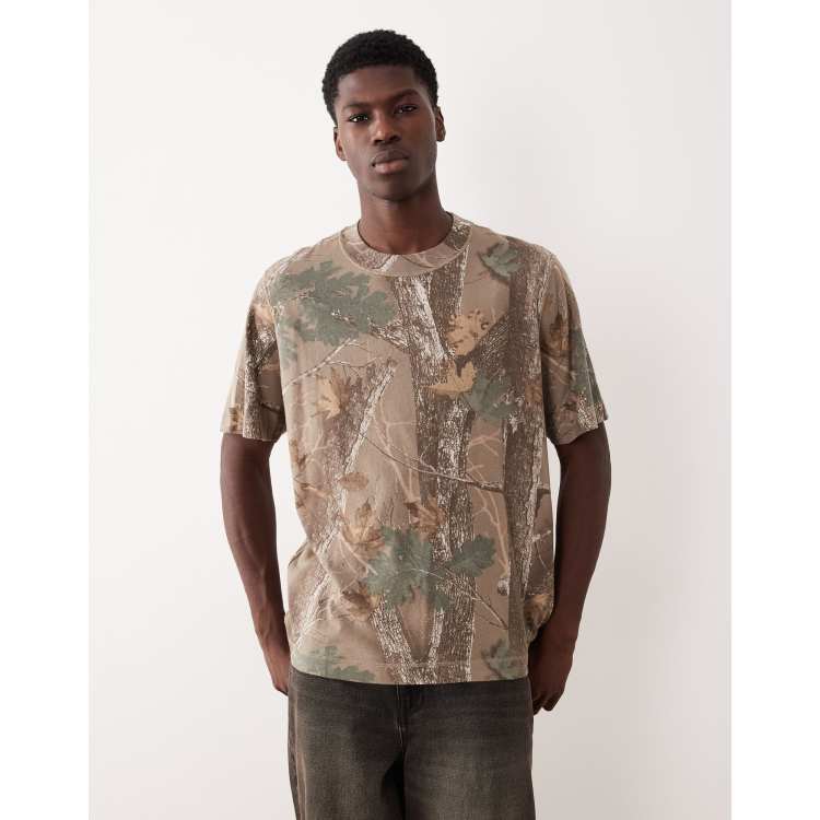 Abercrombie & Fitch boxy fit t-shirt in green leaf camo print | ASOS