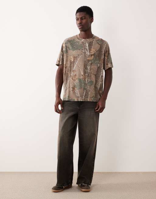 Abercrombie & Fitch boxy fit t-shirt in green leaf camo print | ASOS