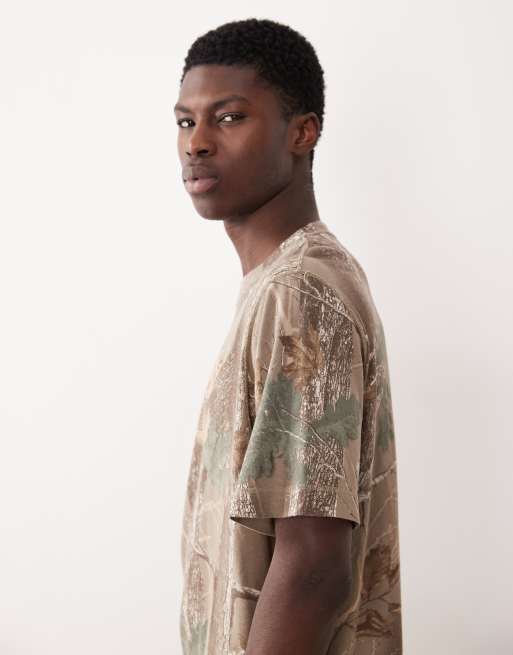 Abercrombie & Fitch boxy fit t-shirt in green leaf camo print | ASOS
