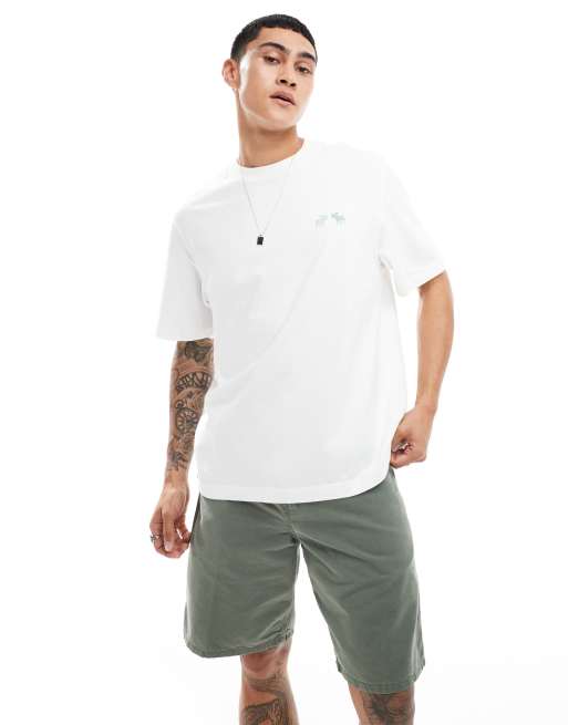 Abercrombie & Fitch – Boxy Fit T-Shirt in Weiß mit Print mit sich küssenden Elchen
