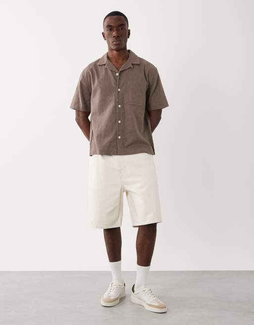 Abercrombie & Fitch boxy short sleeve rustic shirt in brown, 2 of 5
