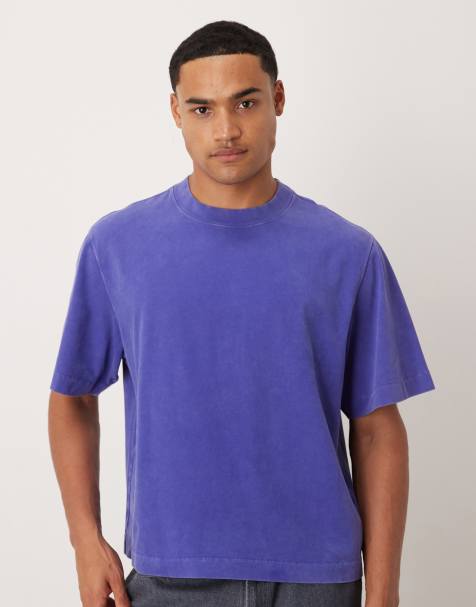 Abercrombie & Fitch boxy short sleeve t-shirt in violet blue - view 1