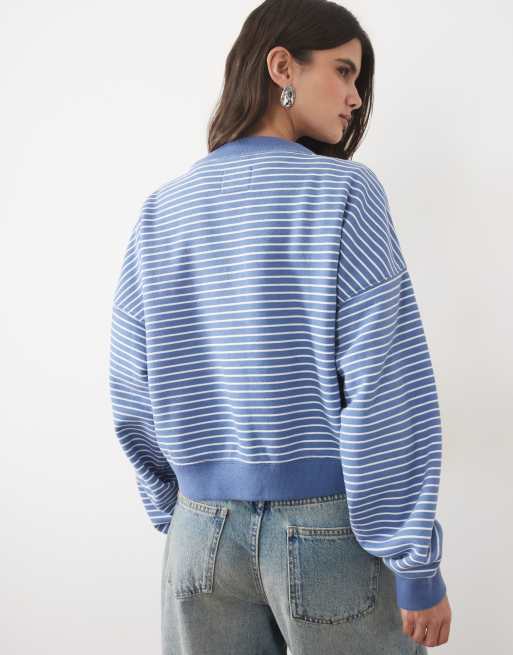 Abercrombie & Fitch boxy vest in blauw gestreept, 4 van 4