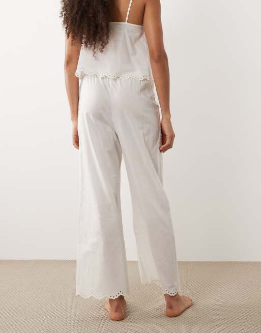 Abercrombie & Fitch – Braut-Pyjamahose in Weiß mit weitem Bein, Kombiteil, 2 von 4