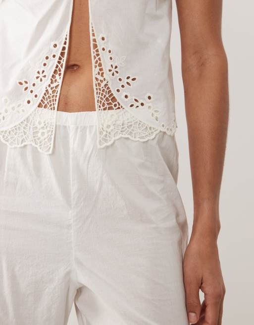 Abercrombie & Fitch – Braut-Pyjamahose in Weiß mit weitem Bein, Kombiteil, 3 von 4