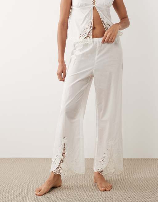 Abercrombie & Fitch – Braut-Pyjamahose in Weiß mit weitem Bein, Kombiteil, 4 von 4