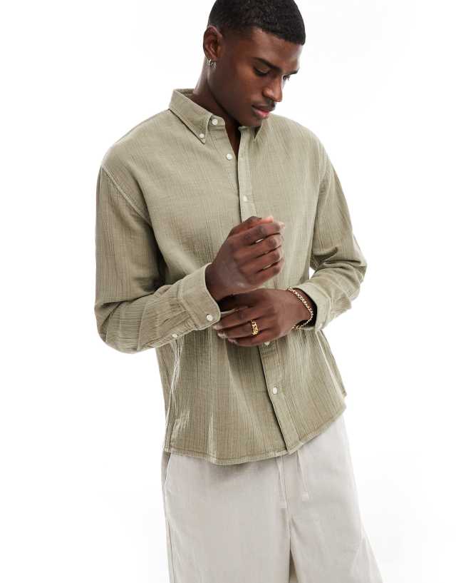 Abercrombie & Fitch - breezy oversized shirt in mid green