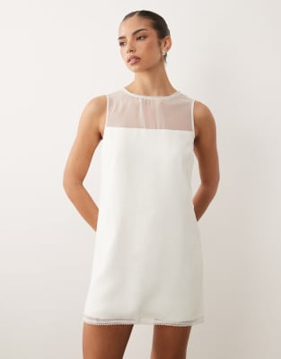 Abercrombie & Fitch Bridal bow back mini dress in white