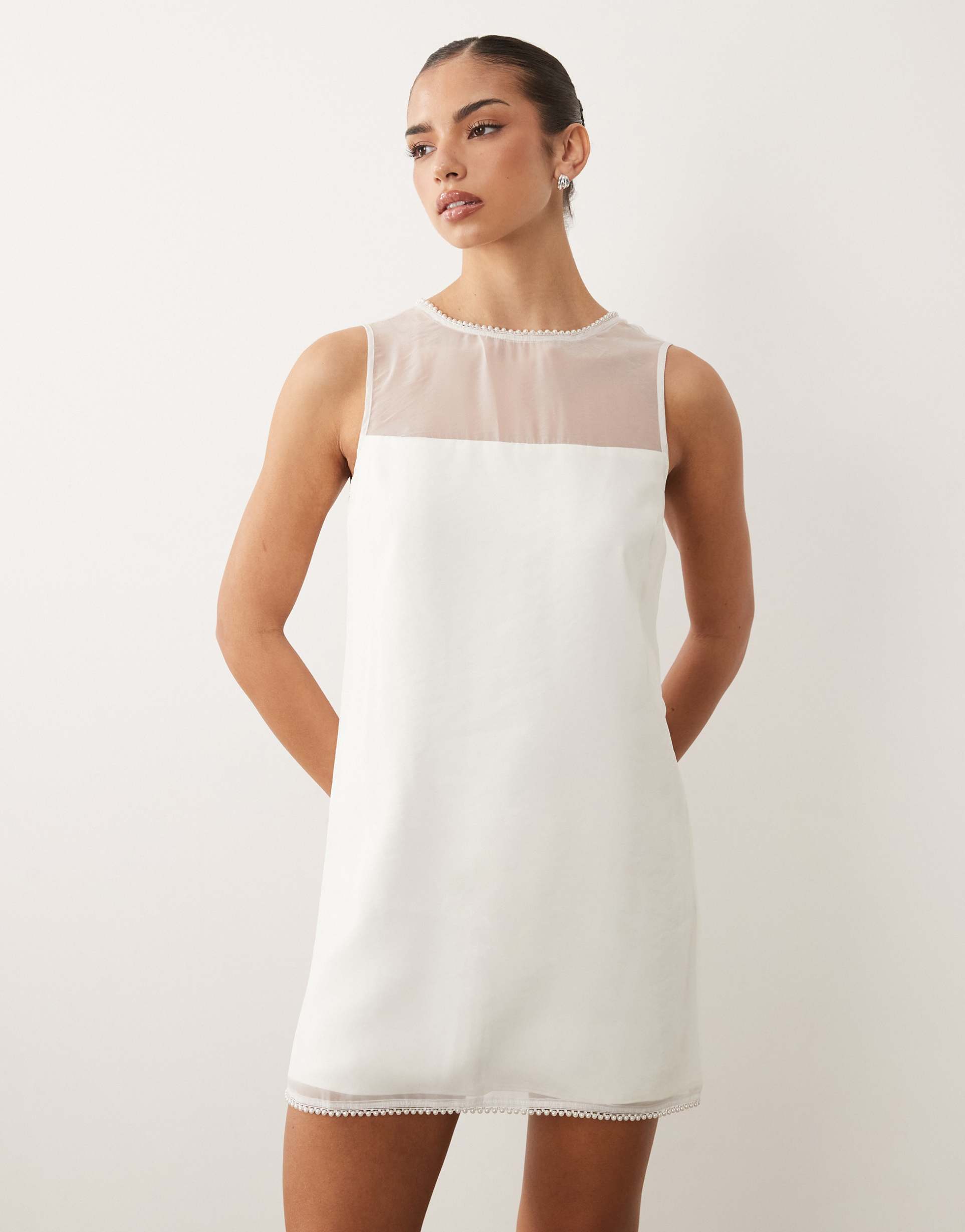 abercrombie & fitch bridal bow back mini dress in white