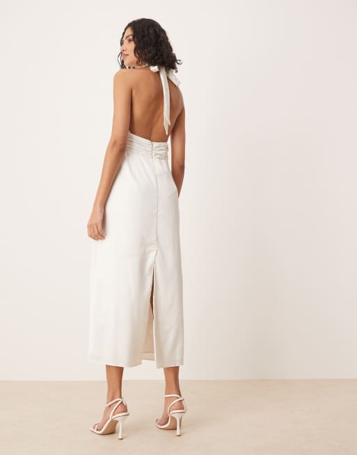 Abercrombie & Fitch Bridal plunge rosette column halter maxi