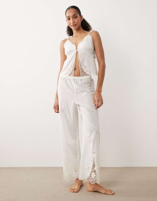 Abercrombie & Fitch Bridal cami pajama set in white, 3 of 3