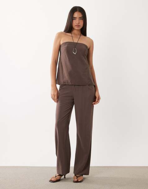 Abercrombie & Fitch - Brun longline-top med bandeau-snit og bukser med print - view 1