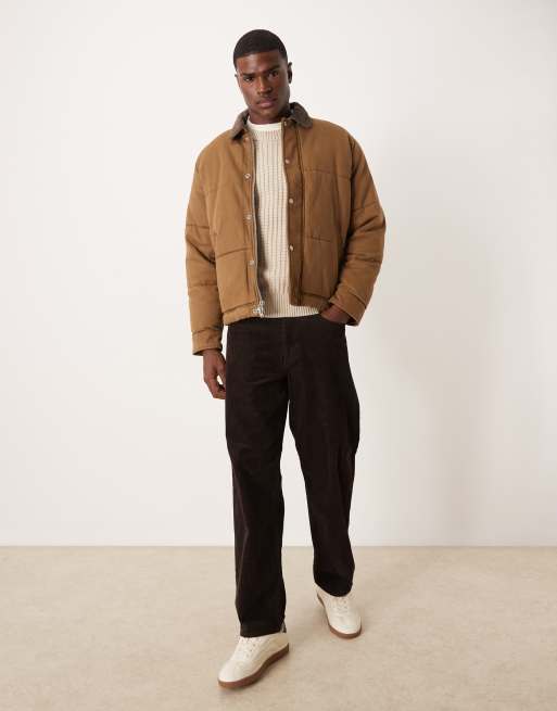 Abercrombie & Fitch – Brun pufferjacka i tvättad twill, 2 av 5