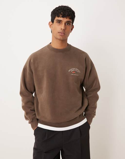 Abercrombie & Fitch - Brun sweatshirt med broderet logo, 3 af 5