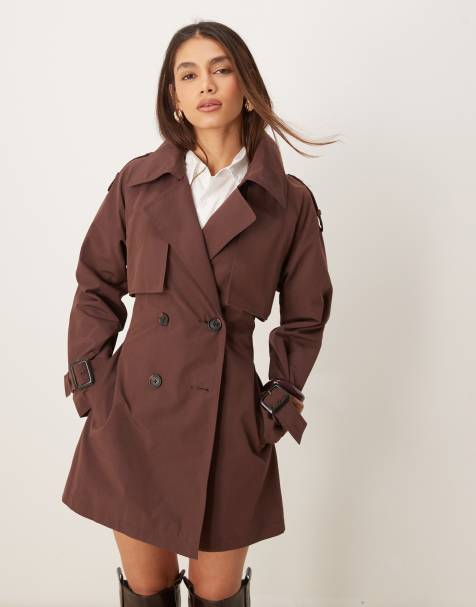 Abercrombie & Fitch – Brun trenchcoat i kort design - view 1
