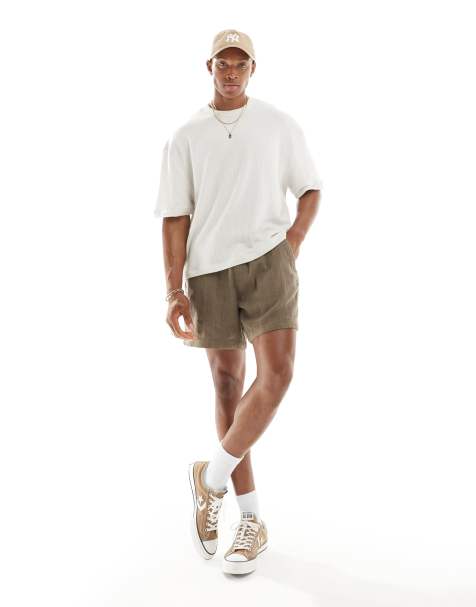 Abercrombie & Fitch – Bruna shorts i linnemix med dragsko, 6 tum - view 1