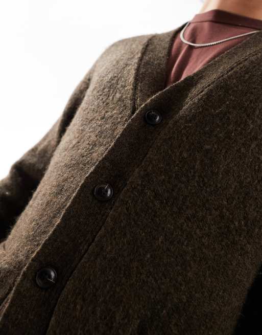 Abercrombie & Fitch – Brunmelerad, stickad, luddig kofta, 2 av 4