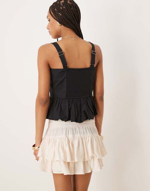 Abercrombie & Fitch bubble hem top in black, 4 of 4