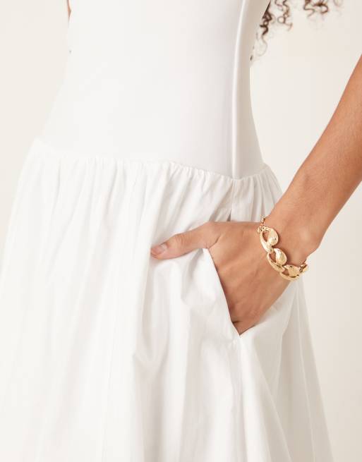 Abercrombie & Fitch - Bubble midi jurk met verlaagde taille in wit, 4 van 4
