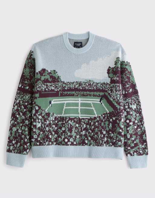 Abercrombie & Fitch – Bunter Strickpullover mit Rundhalsausschnitt und Tennis-Motiv, 2 von 3