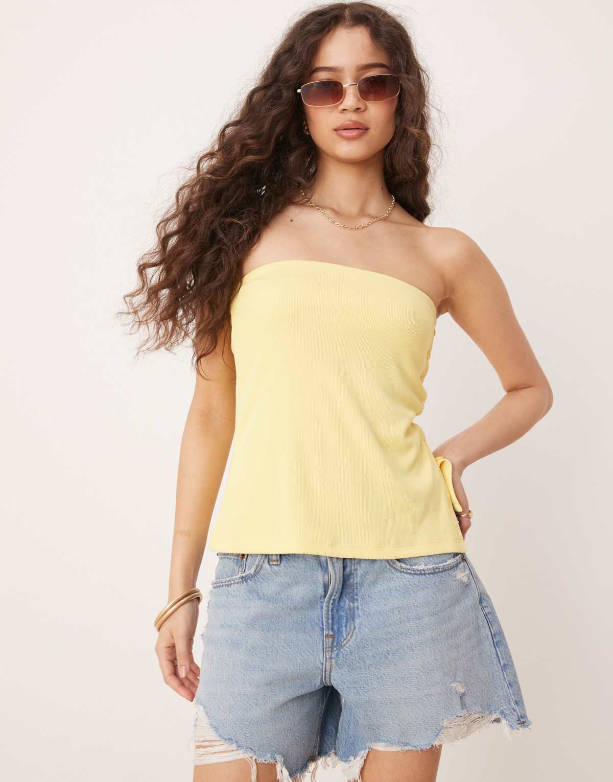Abercrombie & Fitch button detail tube top in green