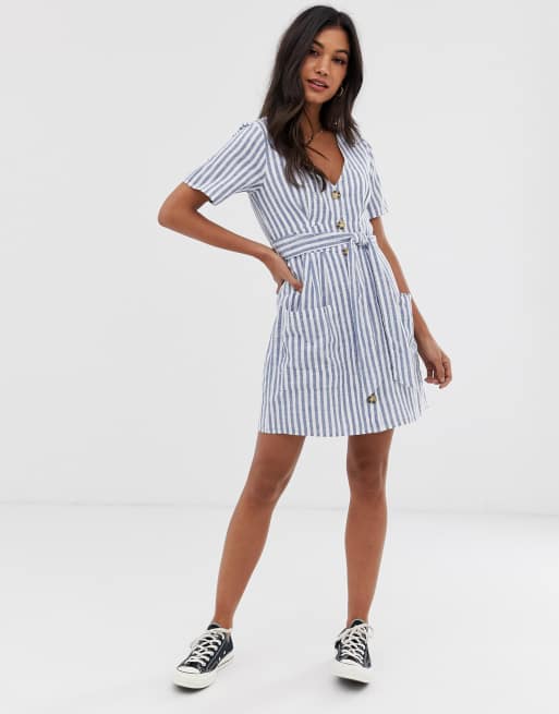 Abercrombie blue and 2025 white striped dress