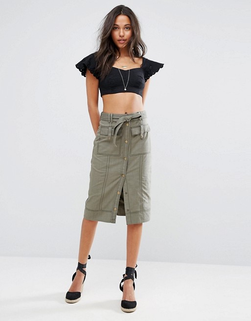 Abercrombie & Fitch | Abercrombie & Fitch Button-Front Utility Midi Skirt